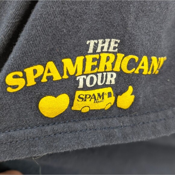 The Spamerican Tour Vintage 100% Cotton Navy Graphic Chef T-shirt Size Medium - Picture 3 of 7